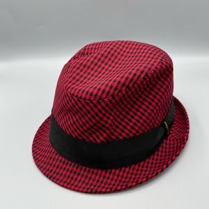 Borsalino fedora, black and red checkered US size 7 3/8